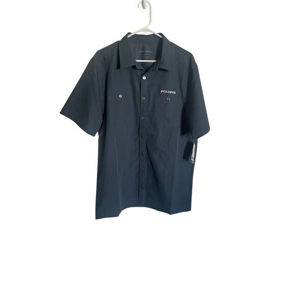 New Polaris Mens Baby Blue Short Sleeve Pit Shirt Size Large - Picture 1 of 13